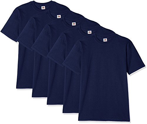 Fruit of the Loom Herren Super Premium, Kurze Ärmel T-Shirt, Navy, XL (5er Pack) von Fruit of the Loom