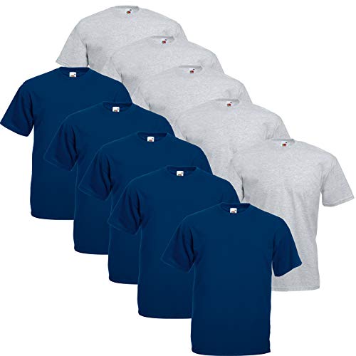 Fruit of the Loom Herren T-Shirt Valueweight, 10er Pack, 5Grau/5Navy, XXXX-Large von Fruit of the Loom