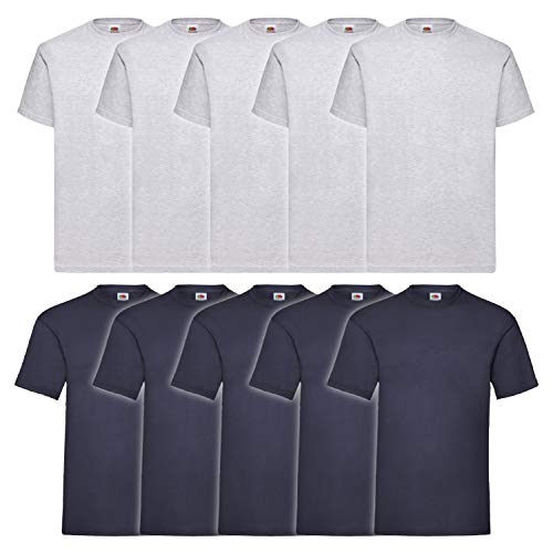 Fruit of the Loom Herren T-Shirt Valueweight, 10er Pack, 5Grau/5Navy, XXXXX-Large von Fruit of the Loom