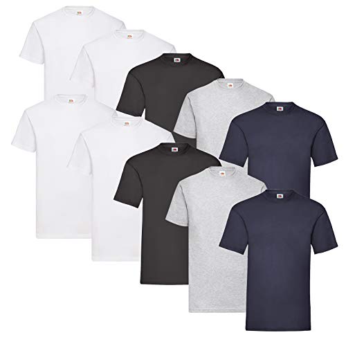 Fruit of the Loom Valueweight Herren-T-Shirt, kurzärmelig, 5 Stück, 4 Weiß/2 Schwarz/2 Grau/2 Marineblau, 4XL Fruit of the Loom Valueweight Herren-T-Shirt, kurzärmelig, 5 Stück, 4 Weiß/2 Schwarz/2 Grau/2 Marineblau, 4XL von Fruit of the Loom