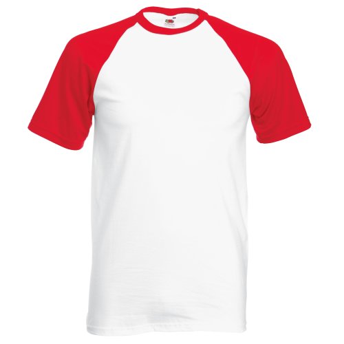 Fruit of the Loom Herren T-Shirt Valueweight Kurzarm Baseball T 61-026-0 White/Red S von Fruit of the Loom