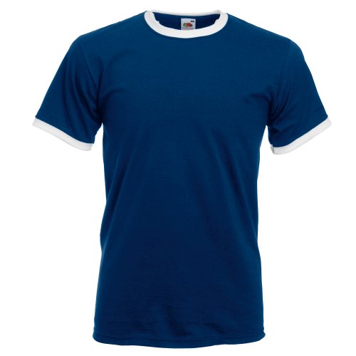 Fruit Of The Loom Herren T-Shirt Gr. S, Marineblau/Weiß. von Fruit of the Loom