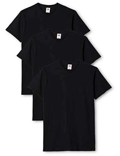 Fruit of the Loom Herren T-Shirt Valueweight V Neck T 3 pack, Schwarz, S von Fruit of the Loom
