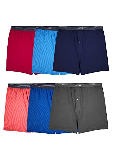 Fruit of the Loom Herren Tag-Free Knit, Relaxed Fit, Moisture Wicking, Assorted Color Multipacks Boxershorts, 5X-Large Groß (6er Pack) von Fruit of the Loom