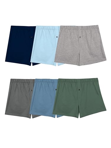 Fruit of the Loom Herren Tag Free Knit Boxer Shorts, Relaxed Fit, Moisture Wicking, Assorted Color Multipacks Boxershorts, Verschiedene Feststoffe, Large von Fruit of the Loom