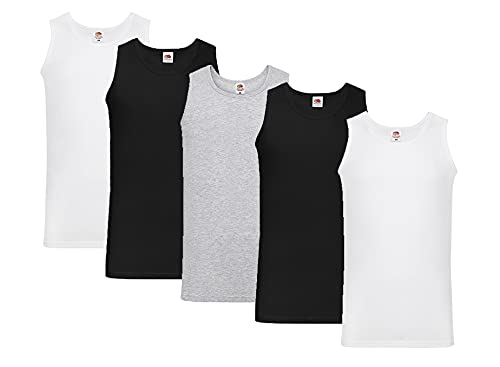 Fruit of the Loom Herren Top Unterhemd 5-pack Athletic Mens, Mehrfarbig (White/Black/Heather Grey 30/36/94), XX-Large von Fruit of the Loom