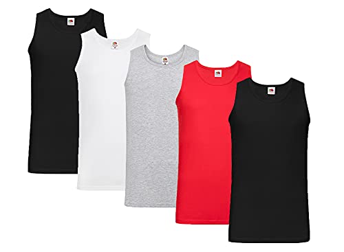 Fruit of the Loom Herren Unterhemd M L XL XXL 3XL 4XL auch Farbsets (5erPack), 2xSchwarz 1xWeiss 1xGrau 1xRot + 1 HL-Kauf Notizblock XXL von Fruit of the Loom