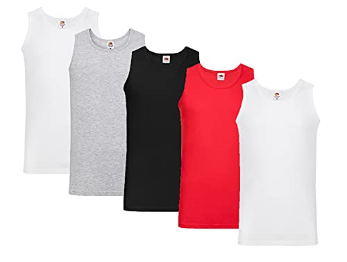 Fruit of the Loom Herren Unterhemd (5erPack), 2xWeiss 1xSchwarz 1xGrau 1xRot + 1 HL-Kauf Notizblock XXL von Fruit of the Loom