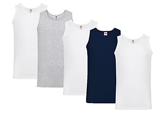 Fruit of the Loom Herren Unterhemd M L XL XXL 3XL 4XL auch Farbsets (5erPack), 3xWeiss 1xDeepNavy 1xGrau + 1 HL-Kauf Notizblock XL von Fruit of the Loom