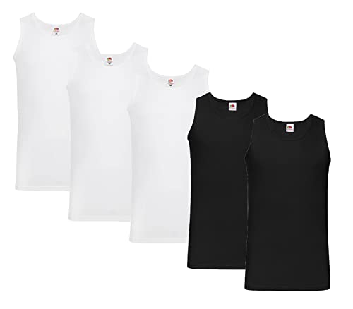 Fruit of the Loom Herren Unterhemd (5erPack) (4XL, 3xWeiss 2xSchwarz + 1 HL Kauf Notizblock) von Fruit of the Loom