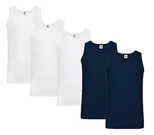 Fruit of the Loom Herren Unterhemd (5erPack) (XL, 3xWeiss 2xDeepNavy + 1 HL Kauf Notizblock) von Fruit of the Loom