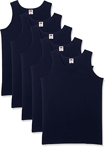 Fruit of the Loom Herren Regular Fit Unterhemd 5-Pack Athletic Mens, Blau (Deep Navy), Large von Fruit of the Loom