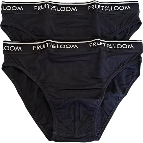 Fruit of the Loom Herren Unterhosen 2-er Pack Slips, schwarz, Gr. M (5) von Fruit of the Loom