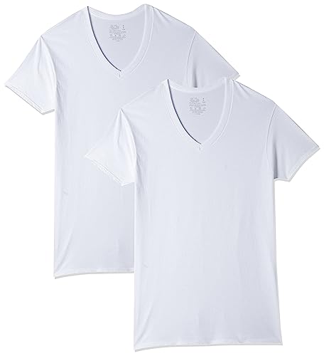 Fruit of the Loom Herren V-Neck T-Shirt Multipack Unterwsche, Weiß, 12 Stück, Groß (12er Pack) von Fruit of the Loom