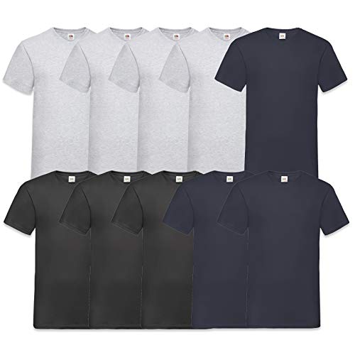 Fruit of the Loom Herren V-Neck Valueweight T-Shirt (erPack 10 (3XL, 4Grau3Schwarz3DeepNavy) von Fruit of the Loom