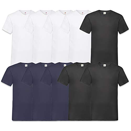 Fruit of the Loom Herren V-Neck Valueweight T-Shirt (erPack 10 (L, 4Weiss3Schwarz3Navy) von Fruit of the Loom