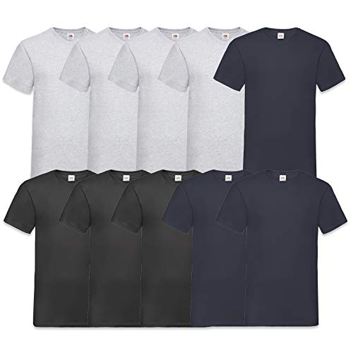 Fruit of the Loom Herren V-Neck Valueweight T-Shirt (erPack 10 (M, 4Grau3Schwarz3DeepNavy) von Fruit of the Loom