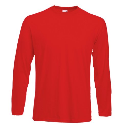Fruit of the Loom Herren Value Weight LS T T-Shirt, Rot (Red 400), Small von Fruit of the Loom