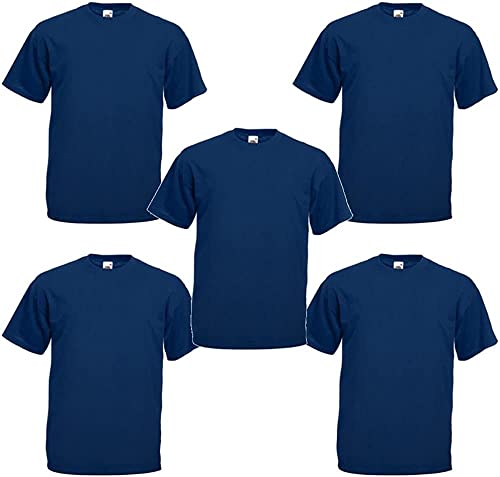 Fruit of the Loom Herren Valueweight, 5er-Pack T-Shirt, Blau (Navy 0_Blue(Navy), XL von Fruit of the Loom