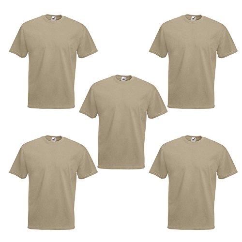 Fruit of the Loom Herren Valueweight, 5er-Pack T-Shirt, Braun (Khaki 0_Braun (Khaki), XL von Fruit of the Loom