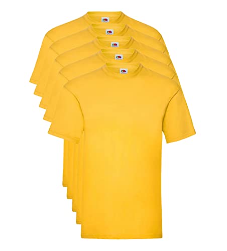 Fruit of the Loom Herren Valueweight 5 Pack T-Shirt, Gelb (Sunflower 34), X-Large (Herstellergröße: X-L) (5er Pack) von Fruit of the Loom