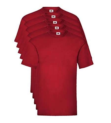 Fruit of the Loom Herren Valueweight 5 Pack T-Shirt, Rot (Brick Red Bx), Large (5er Pack) von Fruit of the Loom