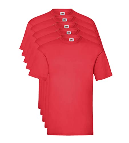 Fruit of the Loom Herren Valueweight 5 Pack T-Shirt, Rot (Red 40), X-Large (Herstellergröße: X-L) (5er Pack) von Fruit of the Loom