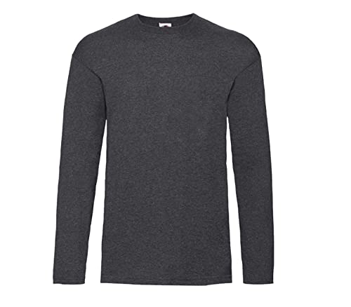 Fruit of the Loom Valueweight Langarm-T-Shirt für Herren, Dark Heather + 1x HL Kauf Notizblock, L Fruit of the Loom Valueweight Langarm-T-Shirt für Herren, Dark Heather + 1x HL Kauf Notizblock, L von Fruit of the Loom