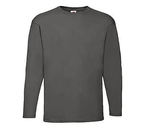Fruit of the Loom Herren Valueweight Long Sleeve Sporttop, Graphit + 1x HL Kauf Notizblock, M von Fruit of the Loom
