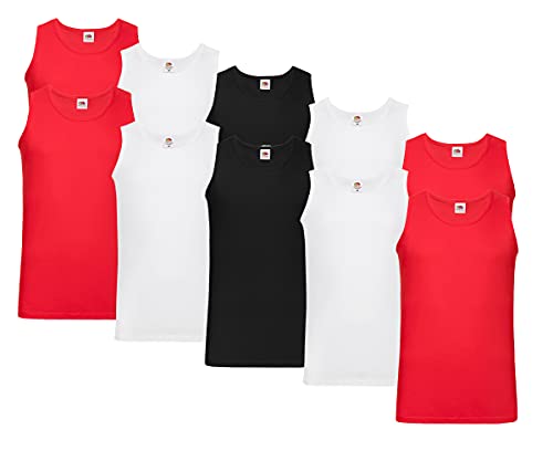 Fruit of the Loom Herren Unterhemd (10er Pack), 4 x Rot, 4 x Weiß, 2 x Schwarz + 1 x Notizblock, L von Fruit of the Loom