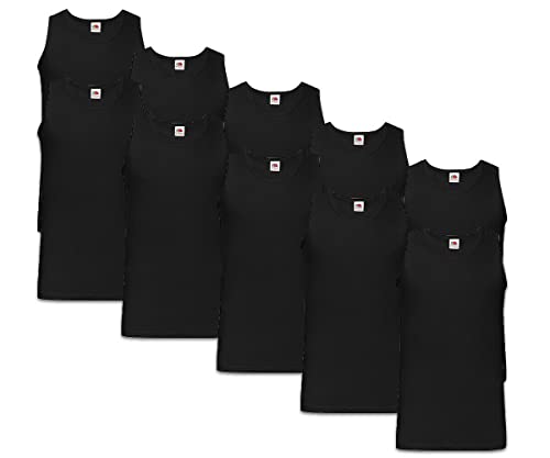 Fruit of the Loom Herren Unterhemd (10er Pack), Schwarz + 1 HL Kauf Notizblock, XXL von Fruit of the Loom