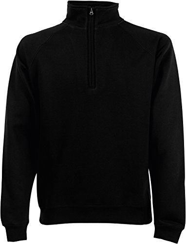 Fruit of the loom Herren Zip Neck Raglansweat Sweatshirt, Schwarz (Black 101), Medium von Fruit of the Loom