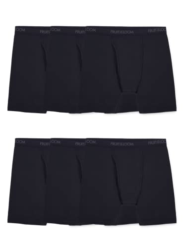 Fruit of the Loom Herren große Unterwäsche und Unterhemden ohne Etikett Retroshorts, Big Man – Baumwoll-Stretch-Boxershorts – 6er-Pack schwarz, 4X-Large von Fruit of the Loom