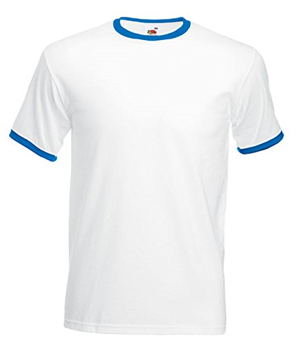 Fruit of the Loom Herren zweifarbiges T-Shirt 'Ringer T' 61-168-0 White/Royal Blue M von Fruit of the Loom