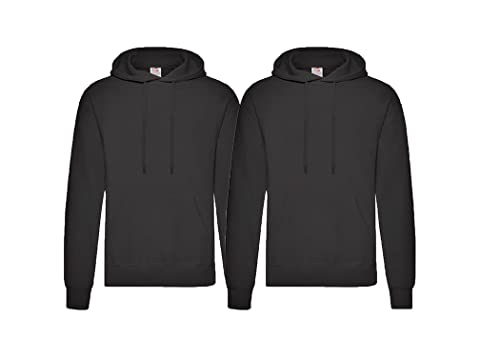 Fruit of the Loom Hooded Sweat S M L XL XXL XXL, 2X Schwarz + 1x HL-Kauf Notizblock, 3XL von Fruit of the Loom