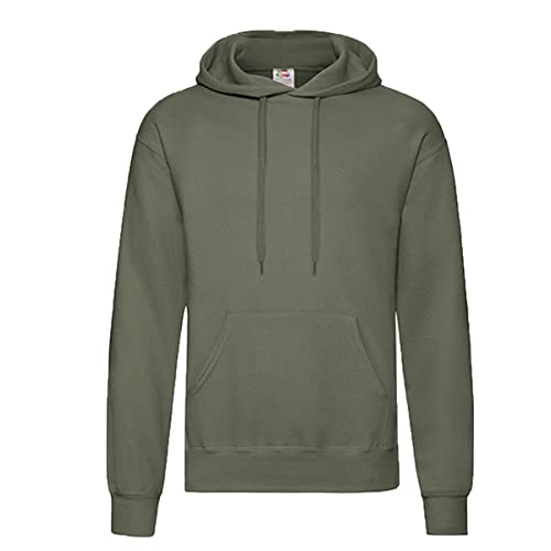 Fruit of the Loom Hooded Sweat S M L XL XXL XXL, Olive + 1x HL-Kauf Notizblock, XXL von Fruit of the Loom