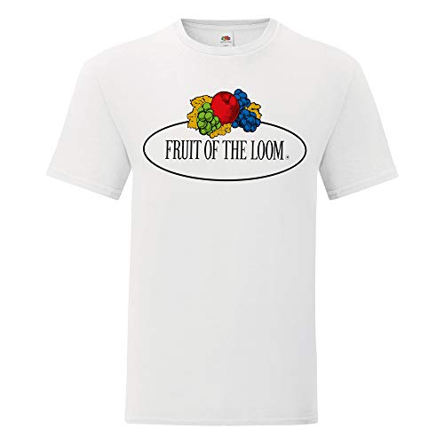 Fruit of the Loom Iconic 150 T-Shirt mit kleinem Vintage-Logo auf der Brust, Farbe:weiß - Vintage-Logo groß, Größe:S von Fruit of the Loom