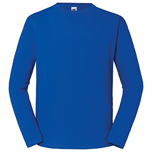 Fruit of the Loom Iconic 195 Ringspun Premium Long Sleeve T Herren Langarm Shirt, Farbe:royal, Größe:2XL von Fruit of the Loom