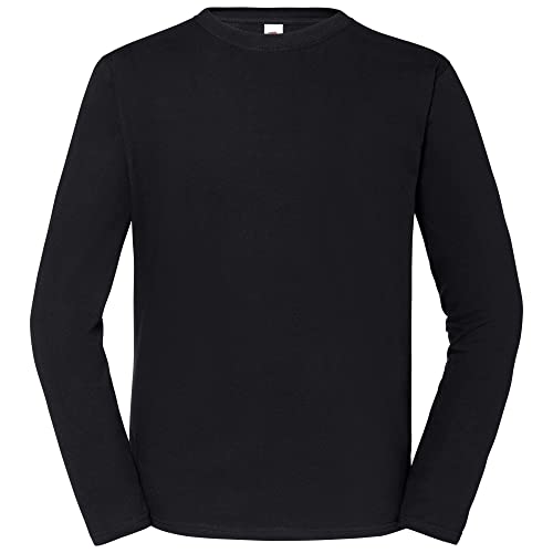 Fruit of the Loom Iconic 195 Ringspun Premium Long Sleeve T Herren Langarm Shirt, Farbe:schwarz, Größe:4XL von Fruit of the Loom