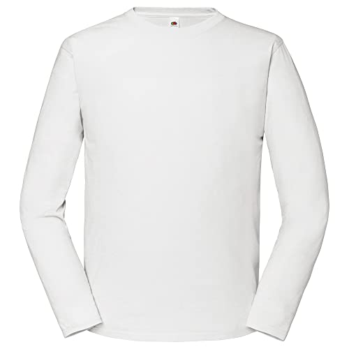 Fruit of the Loom Iconic 195 Ringspun Premium Long Sleeve T Herren Langarm Shirt, Farbe:weiß, Größe:XL von Fruit of the Loom