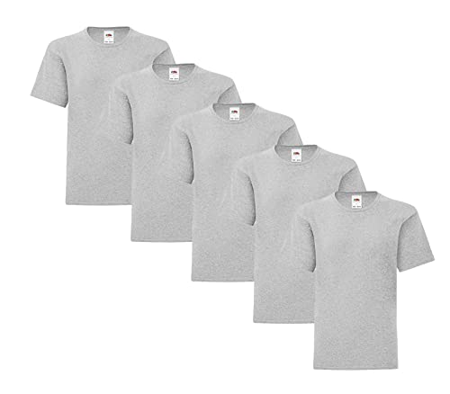 Fruit of the Loom Iconic 5er Sets Herren T-Shirt M L XL 2XL Ringspun Baumwolle, Farbe:5X Grau& 1x HLKauf-Block, Größe:L von Fruit of the Loom