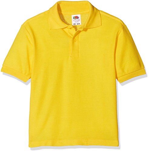 Fruit of the loom Jungen 65/35 Polo Kids Poloshirt, Gelb (Sunflower 601), 128 (Herstellergröße: 7-8) von Fruit of the Loom