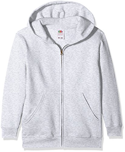 Fruit of the loom Jungen Classic Hooded Sweat Jacket Kids Kapuzenpullover, Grau (Heather Grey 123), 152 (Herstellergröße: 12-13) von Fruit of the Loom