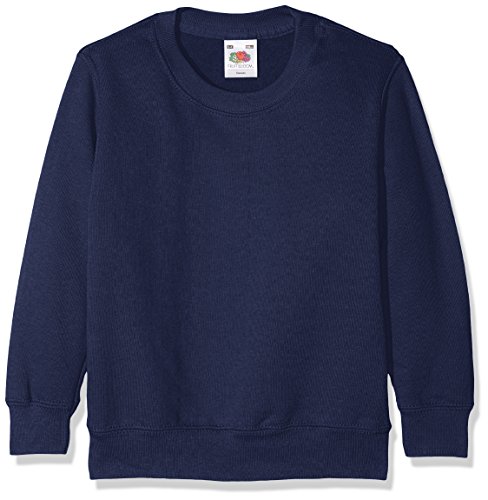 Fruit of the Loom Jungen Classic Set-In Sweat Kids Sweatshirt, Blau (Navy 200), 116 (Herstellergröße: 5-6) von Fruit of the Loom