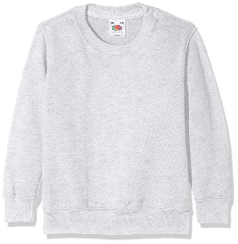 Fruit of the Loom Jungen Classic Set-In Sweat Kids Sweatshirt, Grau (Heather Grey 123), 104 (Herstellergröße: 3-4) von Fruit of the Loom