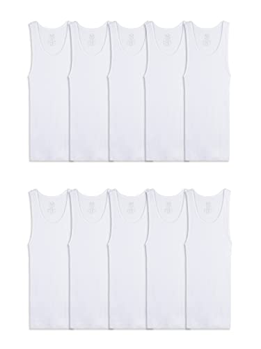 Fruit of the Loom Jungen Eversoft Unterhemden, T-Shirts und Tanktops aus Baumwolle Unterwäsche, 10 Stück – Weiß, L (10er Pack) von Fruit of the Loom