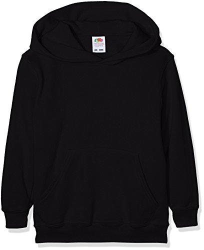 Fruit of the Loom Jungen Regular Fit Kapuzenpullover Classic Hoodie, Schwarz (Schwarz 36), 128 (Herstellergröße: 7-8 Jahre) von Fruit of the Loom