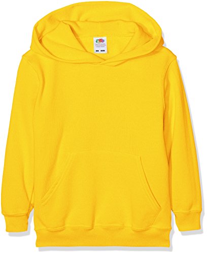 Fruit of the Loom Jungen Regular Fit Kapuzenpullover Classic Hoodie, Gelb (Sunflower Yellow), 116 (Herstellergröße: 5-6 Jahre) von Fruit of the Loom