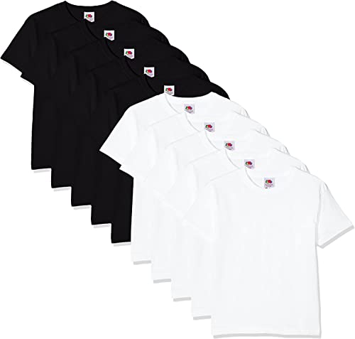 Fruit of the Loom Jungen Regular Fit T-Shirt Kids 10 Pack T-shirt, Mehrfarbig (White/black 30/36), 12-13 Y (Herstellergröße: 12-13 Y) von Fruit of the Loom