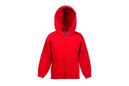 Fruit of the Loom Jungen Kids Hooded Sweat Jacket Kapuzenpullover, Rot (Red 40), 128 (Herstellergröße: 8Y) von Fruit of the Loom